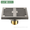 4 inch square brass floor drain